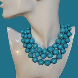 Vintage Turquoise Color Knot Beaded Layered Necklace